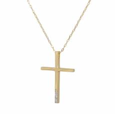 Χρυσός γυναικείος σταυρός Κ18 με μπριγιάν 042917C