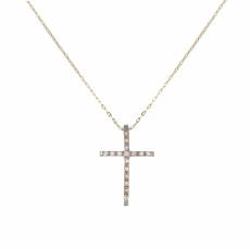Χρυσός γυναικείος σταυρός Κ18 με διαμάντια 042936C