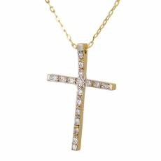 Χρυσός γυναικείος σταυρός Κ18 με διαμάντια 042936C