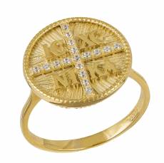 Χρυσό σεβαλιέ δαχτυλίδι Κ14 Κωνσταντινάτο με ζιργκόν 043035