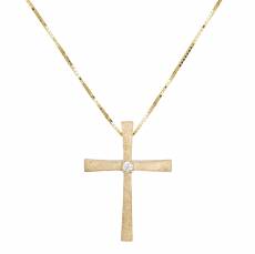 Χρυσός γυναικείος σταυρός Κ18 με διαμάντι 043223C