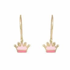 Παιδικά σκουλαρίκια Κ9 με ροζ κορώνα 043189
