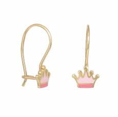 Παιδικά σκουλαρίκια Κ9 με ροζ κορώνα 043189