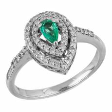Λευκόχρυσο δαχτυλίδι Κ18 Brilliants and Emerald 043313