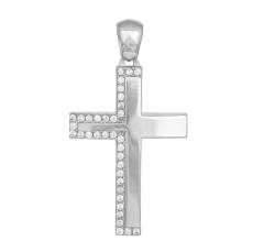 Βαπτιστικός σταυρός διπλής όψης Κ14 με ζιργκόν 043544