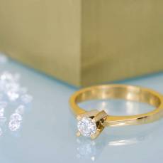Χρυσό μονόπετρο δαχτυλίδι Κ18 με μπριγιάν 043609
