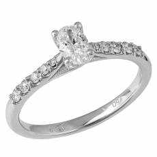 Λευκόχρυσο δαχτυλίδι μονόπετρο Κ18 με διαμάντια 044535
