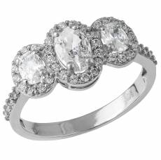 Λευκόχρυσο γυναικείο δαχτυλίδι Κ14 με ροζέτες 044756