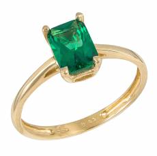 Χρυσό δαχτυλίδι με πράσινη ορθογώνια πέτρα Κ14 044999