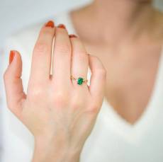 Χρυσό δαχτυλίδι με πράσινη πέτρα Κ9 045016