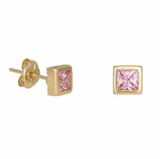 Χρυσά σκουλαρίκια Κ9 με ροζ ζιργκόν 045472