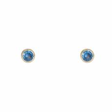 Χρυσά παιδικά σκουλαρίκια Κ9 με γαλάζιες πέτρες 045483
