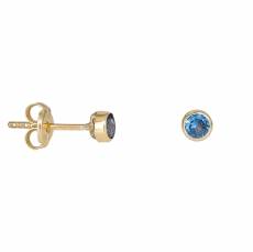 Χρυσά παιδικά σκουλαρίκια Κ9 με γαλάζιες πέτρες 045483