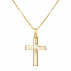 Βαπτιστικός χρυσός σταυρός Κ9 σετ με αλυσίδα 045502C