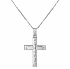 Βαπτιστικός σταυρός με ζιργκόν Κ9 με αλυσίδα 045525C