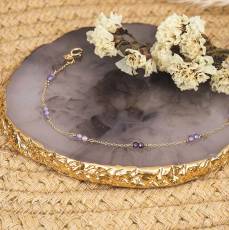 Χρυσό γυναικείο βραχιόλι Κ14 purple Nephrite 045988