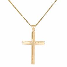 Χρυσός ανδρικός σταυρός Κ14 σετ με αλυσίδα 046185C