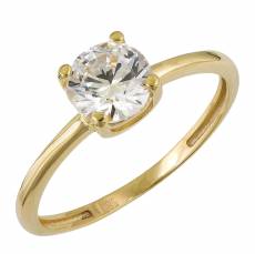 Χρυσό μονόπετρο δαχτυλίδι Κ14 με ζιργκόν 046226