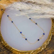 Χρυσό γυναικείο κολιέ Κ9 Lapis Lazuli 046260