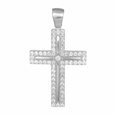 Λευκόχρυσος σταυρός με λευκές ζιργκόν Κ14 046443