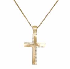 Βαπτιστικός σταυρός διπλής όψης Κ14 με αλυσίδα 046503C