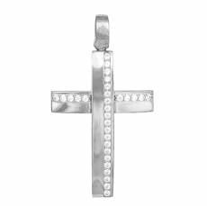 Λευκόχρυσός σταυρός Κ14 με λευκές πέτρες ζιργκόν 046662