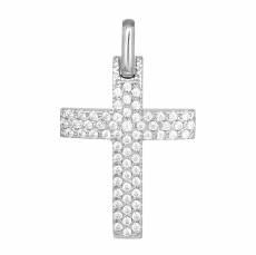 Λευκόχρυσος γυναικείος σταυρός Κ14 με ζιργκόν 046669