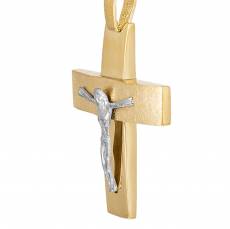 Ανδρικός δίχρωμος σταυρός Κ14 με τον Εσταυρωμένο 046672