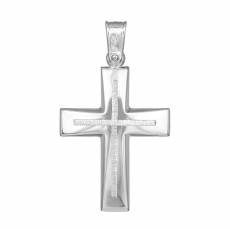 Λευκόχρυσος σταυρός για βάπτιση Κ14 διπλής όψης 046783