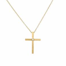 Χρυσός γυναικείος σταυρός με αλυσίδα Κ14 ματ 047092