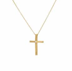 Χρυσός γυναικείος σταυρός με αλυσίδα Κ14 ματ 047092