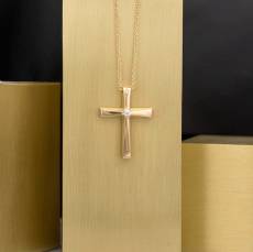 Χρυσός γυναικείος σταυρός με ζιργκόν Κ14 047093