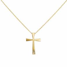 Χρυσός σταυρός Κ18 με διαμαντάκι 047345