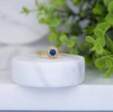 Χρυσό δαχτυλίδι ροζέτα Κ9 με μπλε πέτρα 047959