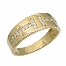 Χρυσό γυναικείο δαχτυλίδι Κ14 με λευκά ζιργκόν 048197