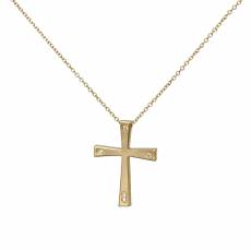 Χρυσός λουστρέ σταυρός με αλυσίδα Κ14 με πέτρες 048366