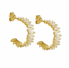 Χρυσά γυναικεία σκουλαρίκια Κ14 με λευκές πέτρες 048470