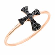 Δαχτυλίδι σταυρός με μαύρα μπριγιάν Honor Omano Κ18 GR014PDB