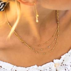Triple necklace chain Κ14 με 3D μπίλιες 035675