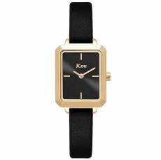 JCou ρολόι Caprice Black Leather Strap JU19063-7