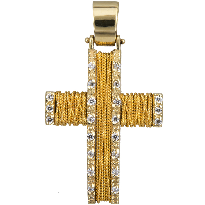 Σταυροί Βάπτισης - Αρραβώνα Χρυσός χειροποίητος σταυρός 14Κ 011428 Γυναικείο Χρυσός 14 Καράτια