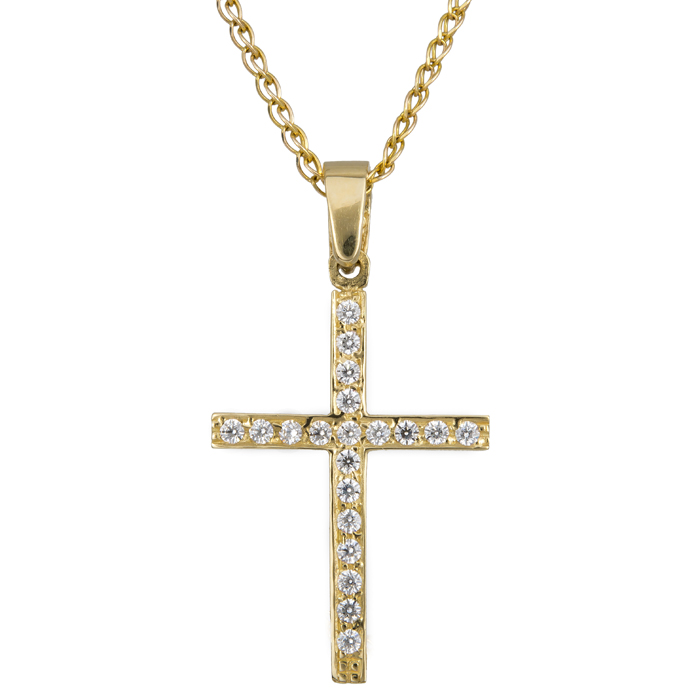 Γυναικείος σταυρός C017778 017778C Χρυσός 14 Καράτια
