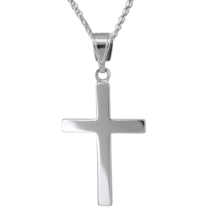 Βαπτιστικοί Σταυροί με Αλυσίδα Λευκόχρυσός σταυρός C018842 018842C Ανδρικό Χρυσός 14 Καράτια