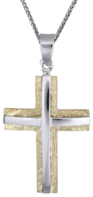 Βαπτιστικοί Σταυροί με Αλυσίδα Αντρικός Σταυρός 14Κ με Αλυσίδα 002514C Ανδρικό Χρυσός 14 Καράτια