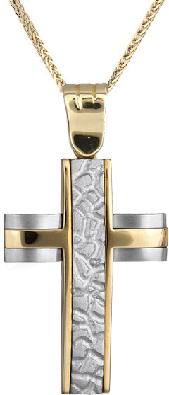 Βαπτιστικοί Σταυροί με Αλυσίδα Ανδρικός σταυρός με αλυσίδα C012425 012425C Ανδρικό Χρυσός 14 Καράτια