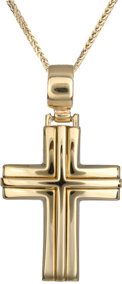 Βαπτιστικοί Σταυροί με Αλυσίδα Ανδρικός σταυρός με αλυσίδα C012821 012821C Ανδρικό Χρυσός 14 Καράτια
