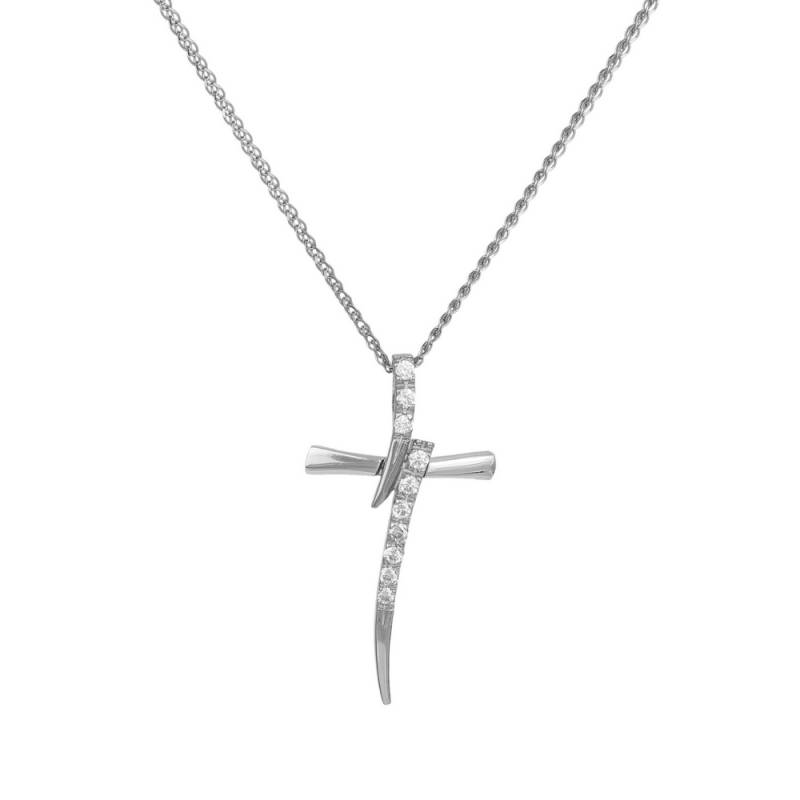 Βαπτιστικοί Σταυροί με Αλυσίδα Λευκόχρυσος γυναικείος σταυρός Κ14 000460C 000460C Γυναικείο Χρυσός 14 Καράτια