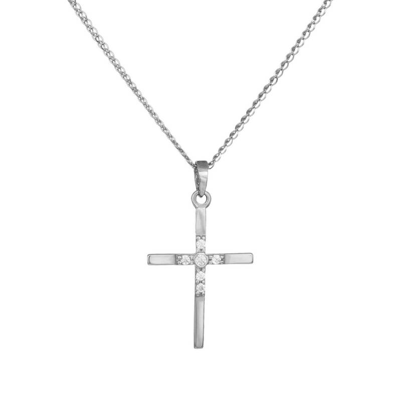 Γυναικείος σταυρός λευκόχρυσος Κ14 C012925 012925C Χρυσός 14 Καράτια