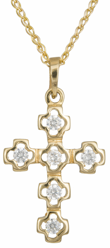 Γυναικείος σταυρός με αλυσίδα Κ14 C012931 012931C Χρυσός 14 Καράτια