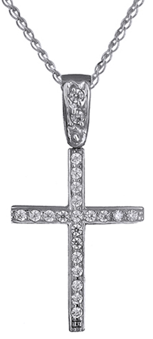 Γυναικείος σταυρός με ζιργκόν Κ14 C013217 013217 Χρυσός 14 Καράτια